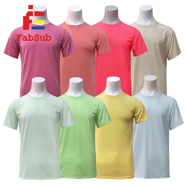 Wholesale High Quality Unisex Size T Shirts Short Sleeve 190gsm Polyester Shirt Sublimation Solid Color For Summer