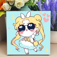 Ensemble de peinture à l'huile pour enfants STAR, paysage de dessin animé, peint à la main, avec impression numérique écologique sur toile - Petite taille