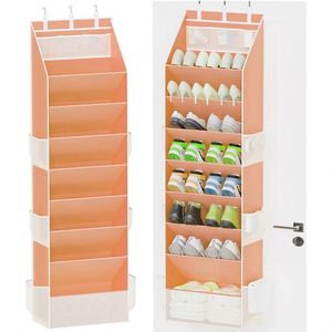 Over the Door Hanging Shoe Organizer with 8 Large <b>Shelves</b> and Side Pockets Space Saving Shoe Storage for Closet Entryway - Product Image 1