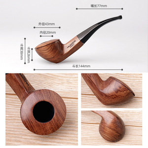Muxiang Wooden Smoking Pipe Bent Type Rosewood 9mm Chimney Tobacco Pipe Personal Gift - Product Image 2