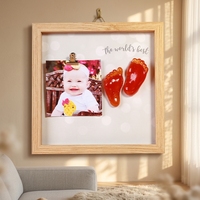Neture NP1035 New Design 3D Casting Baby Handprint & Footprint Wood Crystal Photo Frame