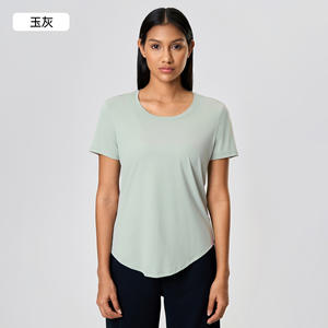 Femmes été vêtements actifs personnalisé entraînement Yoga haut sensation de fraîcheur grande taille à manches courtes respirant chemise personnalisable Sport t-shirt - Product Image 2