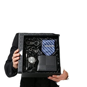 Men's <b>7</b>-in-1 Business Gift Set <b>Watch</b>, Wallet, Tie, Pen, Cufflinks & Keychain, Luxury Ready-to-Gift Box for Him - Product Image 1