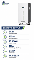 Batterie de stockage d'énergie solaire LiFePO4 51.2V 10-20KW à montage mural mobile avec roulettes, écran tactile, BMS intelligent, extension parallèle, OEM/ODM