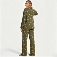 Ensemble de pyjamas pour femmes tendance et personnalisés, confortables, imprimés d'animaux, manches longues, ensemble de pyjamas pour femmes, fabricant de marques privées