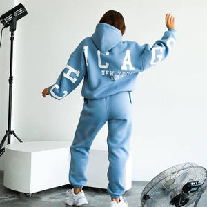 カスタムロゴ パーカー＆スウェットパンツ ジョガーセット レディース トラックスーツ 2点セット スウェットパンツとパーカーセット - Product Image 5