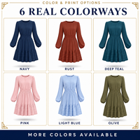 Robe mini trapèze sur mesure pour femme, style bohème, taille smockée, ourlet à volants étagés, manches bouffantes, col rond, vente en gros, usine OEM ODM