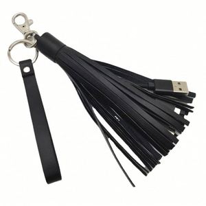 Customized Logo Mobile Phone Tassel 3 in 1 Key Chain Multifunction Leather Retractable <b>Usb</b> Charging <b>Cable</b> - Product Image 1
