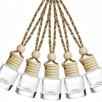 Bouteilles de parfum pour voiture en verre, forme boule ronde fantaisie, 6 ml, mignonnes, petites, faciles à accrocher dans la poche, diffuseur de parfum, bouchons en bois