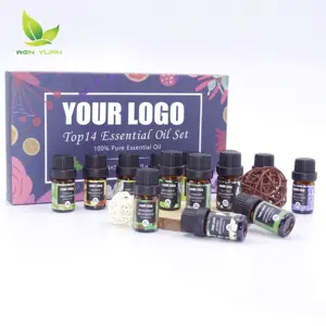 Venda quente personalizar natural 14pcs 5ml conjunto essencial óleo essencial de lavanda rosa limão melhor qualidade OEM/ODM