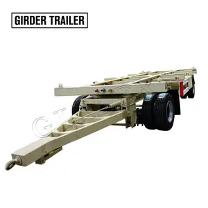 Towing coupling Turntable 2 axles 20ft container chassis skeleton full trailer with drawbar eyes