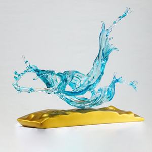 Sculpture d'ondes océaniques en résine transparente style Océan, décoration de luxe pour la maison et l'hôtel, pièce d'art moderne - Product Image 3