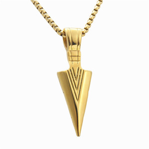 Pendentif lance en acier inoxydable, collier pour homme en or, style punk rétro 233057 - Product Image 1