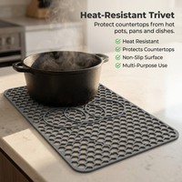 Tapis de protection d'évier en silicone de qualité alimentaire OEM personnalisé, découpable sur mesure, résistant à la chaleur, antidérapant, pliable, marque privée