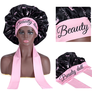 Wholesale Reversible <strong>Bonnets</strong> Edge Wrap Custom Long Band Satin Hair Silk <strong>Bonnet</strong> With Ties - Product Image 5