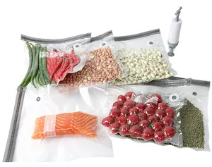 BPA Free Reusable Food vacuum storage bag using by hand pump