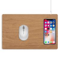 Penjualan terlaris pengisi daya nirkabel cepat 15W kulit PU untuk meja pengisi daya multi-fungsi terintegrasi dengan bantalan Mouse untuk ponsel