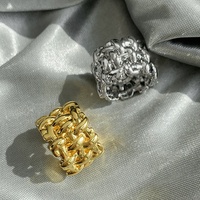 Modische Personalisierte Messing-Ringe mit 18k Echtgold-Beschichtung, Breite Version, Geflochtene Ringe, Universelle Schmuckanfertigung