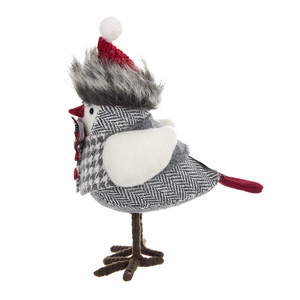 Figura de pájaro de tela con lazo a cuadros y sombrero rojo, 3,9x4,3x6,3 pulgadas, decoración navideña, juguete, paquete de 2 - Product Image 4