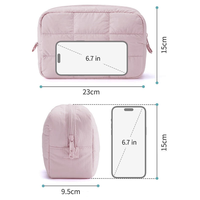 Nouvelle trousse de maquillage matelassée et gonflée, pochette cosmétique portable, organiseur de toilette mignon pour les voyages