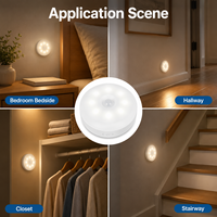 Veilleuse ronde moderne rechargeable à détecteur de mouvement, LED RGB tricolore à intensité variable, alimentée par batterie pour chambre, armoire, escalier