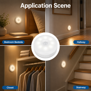 Round Motion Sensor Night <b>Light</b> RGB three-colour dimmable LED night <b>light</b> powered by battery for Bedroom Cabinet Stairway - Product Image 5