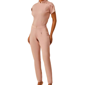 Uniforme de enfermería tejido Yuhong para uniforme de Hospital transpirable de manga corta Unisex de talla grande, traje de médico y enfermera, conjunto cómodo - Product Image 4