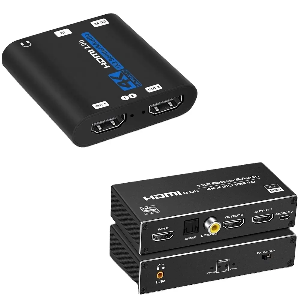 4K 60HZ HDMI Splitter 1x2 Audio Extractor 1 in 2 out Port con 3.5mm Audio coassiale SPDIF Audio Extract HDCP 2.3 per PS4 PS5 Xbox