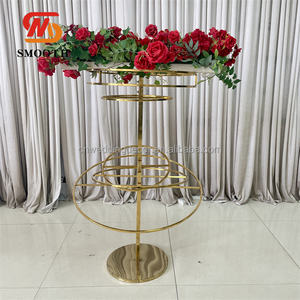 SMOOTH - Centro de Mesa Moderno para Bodas, en Oferta, de Acero Inoxidable, con Forma de Anillo, Brillante, Dorado, Soporte para Flores - Product Image 3