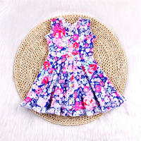 Boutique de vêtements pour enfants dernier modèle avec impression personnalisée vêtements pour enfants vente en gros de robe à volants pour fille avec bouton