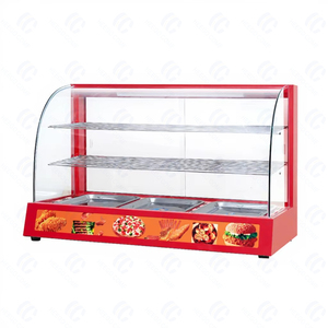 Vitrine chauffante pour aliments / Vitrine chauffante pour pizzas <span class=keywords><strong>et</strong></span> tartes / Vitrine chauffante électrique en verre incurvé pour aliments. - Product Image 4