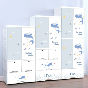 Armario de Almacenamiento Infantil de Doble Puerta, Organizador de <span class=keywords><strong>Ropa</strong></span> <span class=keywords><strong>para</strong></span> Dormitorio, Armario de Plástico <span class=keywords><strong>para</strong></span> Bebés, Cajonera de Plástico - Product Image 5