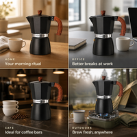 Cafetière Moka en aluminium Kingze avec logo personnalisé, 150 ml, 300 ml, pour la maison, le bureau, le café, le camping, l'extérieur