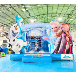 Château gonflable personnalisé pour fête bleue, château gonflable Elsa, château gonflable princesse, château gonflable avec toboggan intérieur - Product Image 1