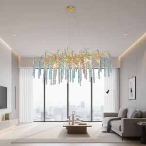 Lustre moderne de luxe en or avec LED et bulles de verre, lampe suspendue pour salon, salle à manger, luminaire suspendu circulaire en laiton de style nordique - Product Image 2