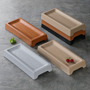Rectangular Melamine Tray For Hotel Restaurant Party Serving Dishes Food <b>Plates</b> With Wood Grain Design - Product Image 1