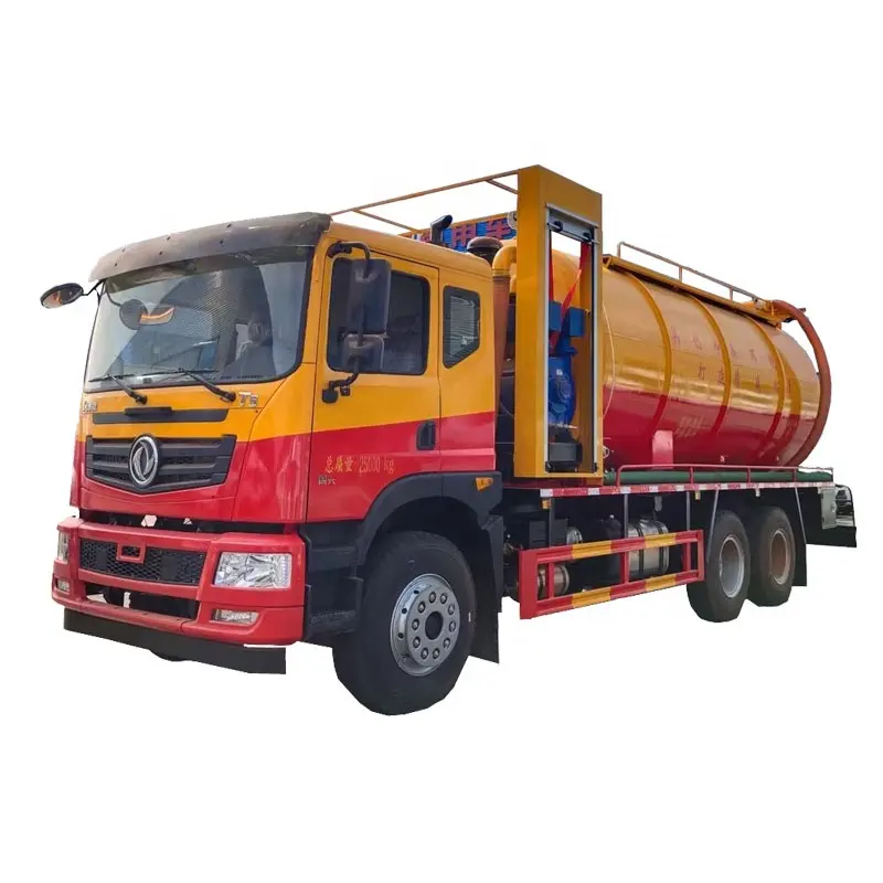 Camión de succión de aguas residuales a presión DongFeng 20cbm, tanque de alta presión de limpieza al vacío