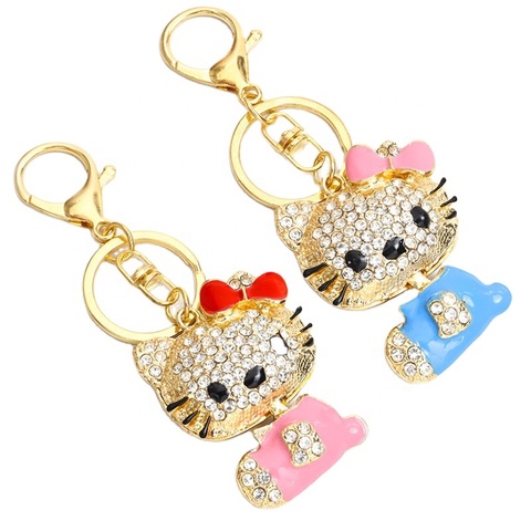 Hot Selling Metal Crystal Bling Charm Tortoise Animal Key Chain Accessories Rhinestone Elephant Cat Dog Animal Keychains