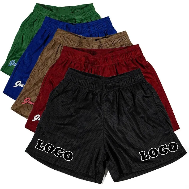 New Fashion Custom Logo 100% Polyester Plus Size Unisex Gym Shorts Wholesale Summer Streetwear Breathable Mesh Shorts for Men