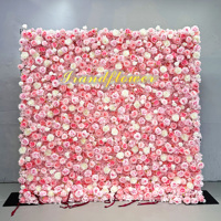 Backdrop dinding bunga sutra 8x8 kaki untuk dekorasi pesta pernikahan, gaya klasik, latar belakang photo booth