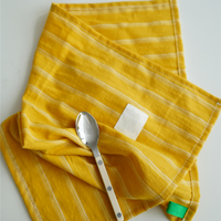 Essuie-tout de cuisine en coton et lin rayé, doux, absorbant, réutilisable, sans peluches, avec boucle de suspension pour le nettoyage domestique