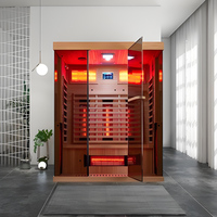 Sauna infrarouge lointain TRIUNITY SAUNA pour 4 personnes, sauna sec intérieur avec luminothérapie rouge