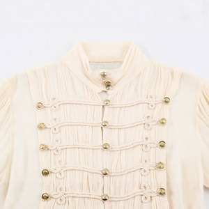 Chemisier en coton à manches longues de créateur personnalisé 2026, chemise romantique à boutons sur le devant avec fermetures à nœud grenouille, chemise décontractée vintage OEM/ODM - Product Image 2