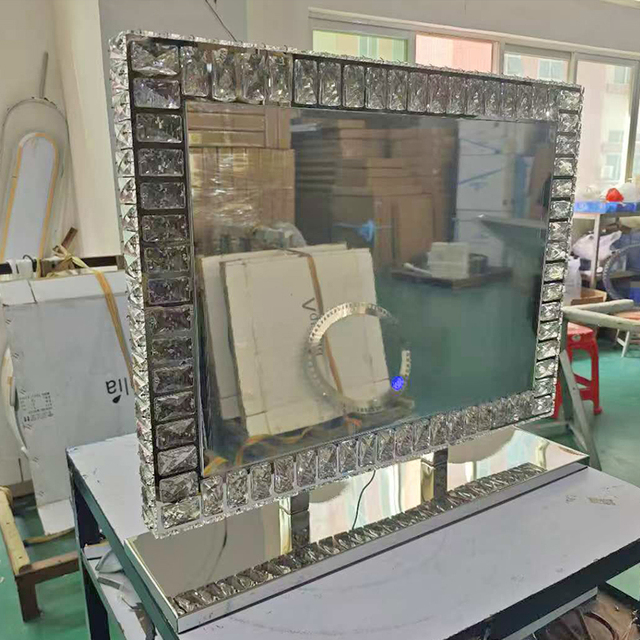 Desktop Vanity Mirror 3-Color LED Makeup Mirror with Crystals Touch Switch Beautiful Mirror with Lights Competitive Factory
