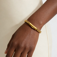 Bracelet pour homme en acier inoxydable 6 mm, plaqué or 18 carats, style hip-hop, bracelet tendance, style cubain