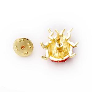 New Fashion Women Accessories Zinc Alloy Gold Plated Red Enamel <strong>Ladybug</strong> Lapel <strong>Pin</strong> Wholesale - Product Image 3