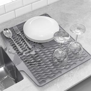 Non-Slip Waterproof Quick Dry <b>Silicone</b> Dish Drying <b>Mat</b> Easy Clean Drain Pad Multi-Usage Heat Resistant Kitchen Counter - Product Image 1