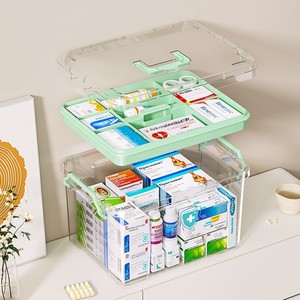 KiMin Plastic Square Medical Kit Portable Transparent Large Capacity <strong>Household</strong> First <strong>Aid</strong> Storage Box - Product Image 3