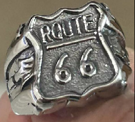 Bague Chevalière Route 66 en Acier Inoxydable, Style Vintage, Motif Bouclier Routier, Bague Motard, Cadeau USA Route 66 pour Elle, Bague Route 66 - Product Image 2