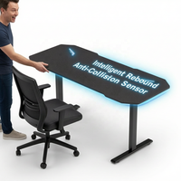 Bureau de jeu ergonomique motorisé en acier inoxydable AOR, table d'ordinateur extensible avec 3 niveaux de mémoire, protection contre la surchauffe, design moderne
